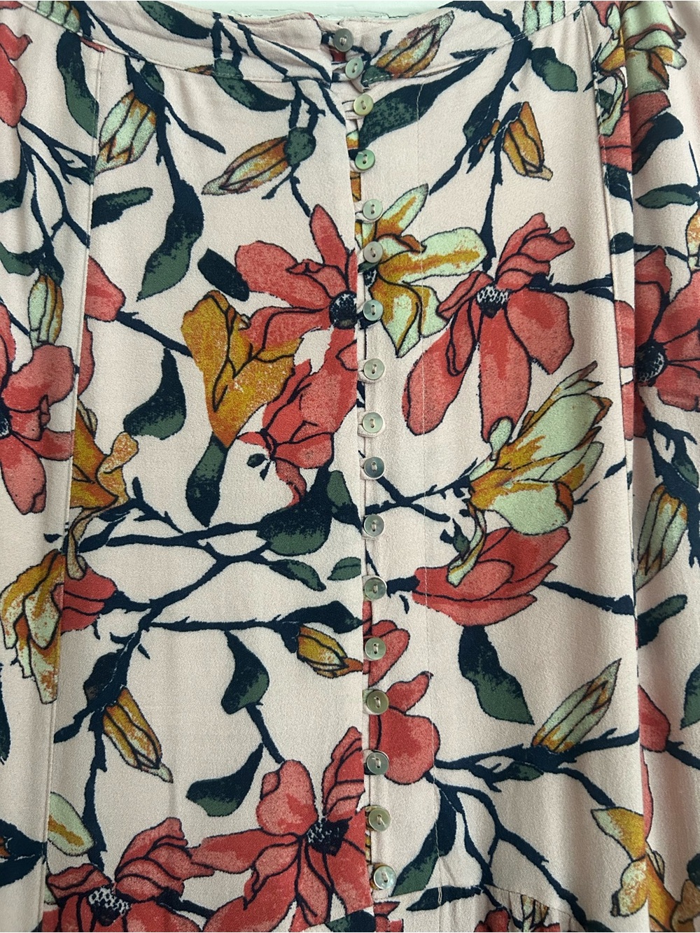 FREE PEOPLE Pink Floral A-Line Maxi Skirt Size 12 - Picture 5 of 9